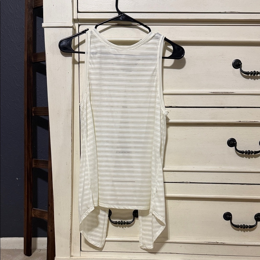 lululemon athletica Cream Ivory Striped Split Back Tie Tank